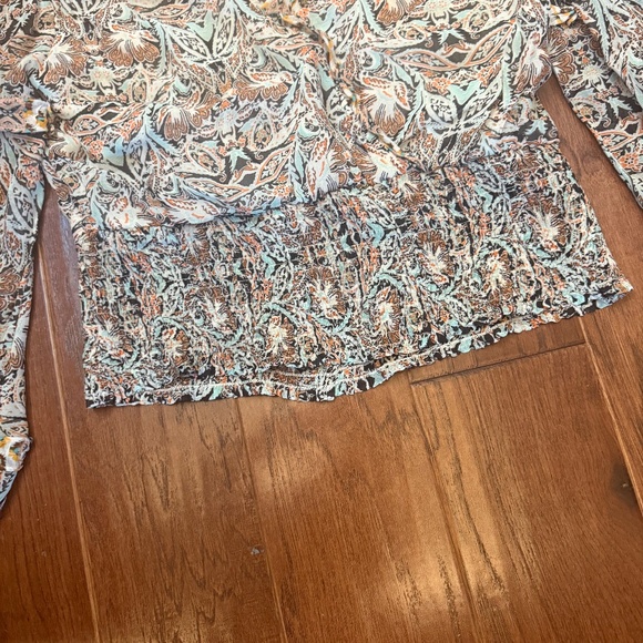 Anthropologie Crop Top Blouse Peasant Surplice V-neck Long Sleeve Boho Small - Picture 4 of 4